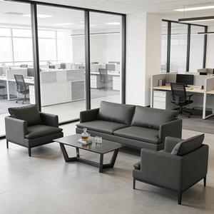 طقم أريكة مكتبية من الجلد بتصميم عصري بسيط، أريكة للمنزل والمكتب والمدرسة، أريكة للفنادق والشقق التجارية - Product Image 1