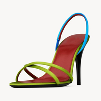 Sandales à talons aiguilles pour femmes, colorblock, à bout pointu, à bride arrière, à fines brides, couleurs vives, vente en gros, OEM, personnalisables