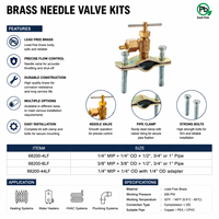 Kit de vanne de selle en laiton sans plomb, vanne à aiguille OEM Yingfa modèle 68200 pour chauffe-eau, CVC, plomberie, raccordement de tuyaux en cuivre