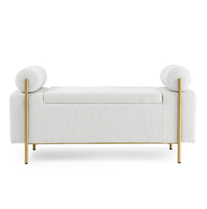 Luxury Convertible Fabric Storage Bench with Modern Design Cylindrical Arms and Iron Legs for Bedroom Living Room Home <b>Office</b> - Product Image 6