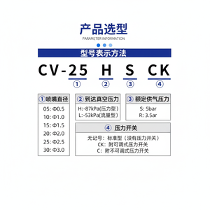 Accesorios para Brazos Robóticos con Válvula de Vacío de Alta Succión CV-10 15 20 25 Modelos, Incluye Presostatos y Interruptor de Detección - Product Image 1