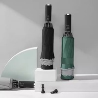 Parapluie moderne à 3 volets Parapluie d'affaires Adultes Colle noire 12 os Inverse Automatique Semi-Automatique Classique Revêtement noir Logo