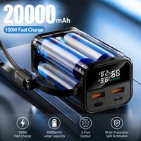 Batteries externes 20000 mAh 100W pour téléphones, montres connectées et ordinateurs portables, module de charge rapide