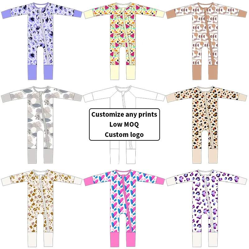 Custom OEM 95% Bamboo Viscose 5% Spandex Baby Romper Clothes with OEKO Reactive Digital Printing Pajamas