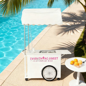 Camion-congélateur de présentation pour gelato, chariot de distribution extérieur pour crème glacée et produits alimentaires, chariot à pousser - Product Image 6