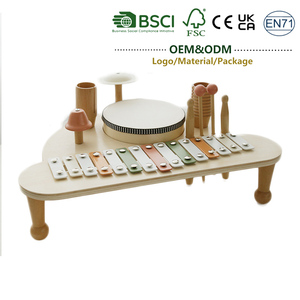 Juguetes Montessori, Instrumentos de Percusión Orff para Niños, Mesa Musical Multifuncional de Madera, Sonajeros para Bebés, Xilófono para Niños - Product Image 1