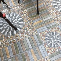 Carreaux de sol en céramique imitation pavés rustiques, antidérapants, style antique, pour extérieur, balcon, terrasse, jardin, cour - 400x400mm