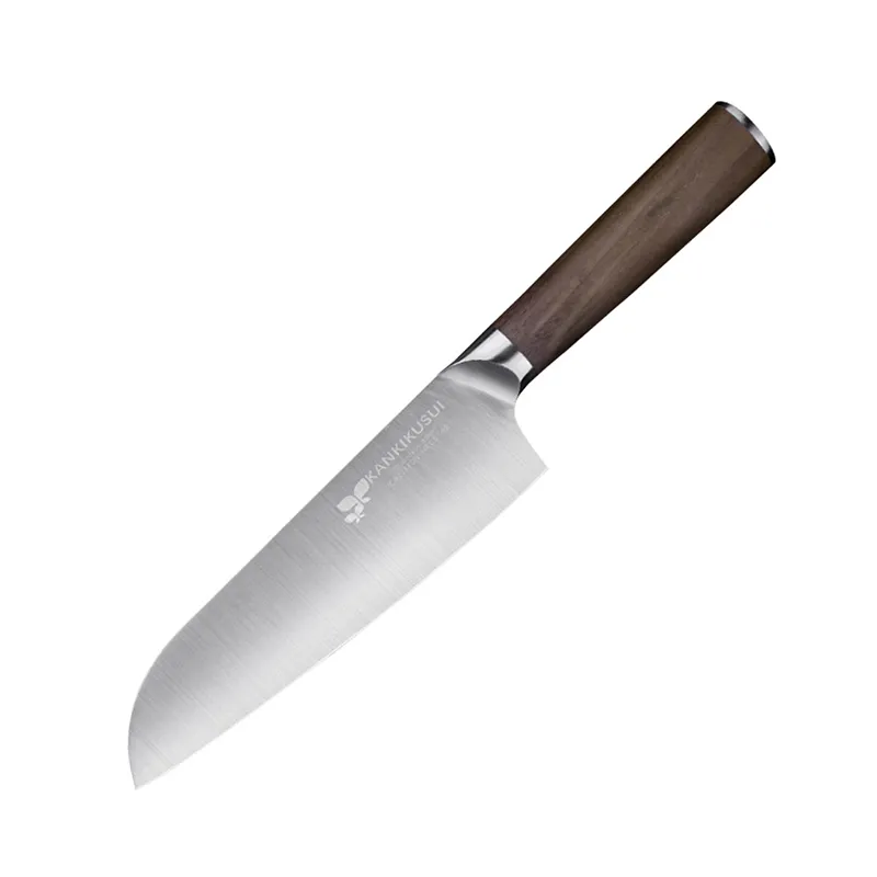 OEM&ODM Kitchen Knives 7 Inch 7Cr17MOV Stainless Steel Knife Sharp Durable Solid Wood Handle Santoku Chef Knives