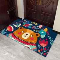 Tapis de sol antidérapant en polyester, écologique, à motif animalier de dessin animé, lavable à la main, d'épaisseur moyenne, tapis de porte, tapis d'entrée, tapis de salle de bain