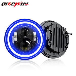 QIDEWIN ไฟหน้ารถจักรยานยนต์ขนาด 7 นิ้ว LED วงแหวนสีฟ้าสีขาวไฟรถออฟโรด - Product Image 1