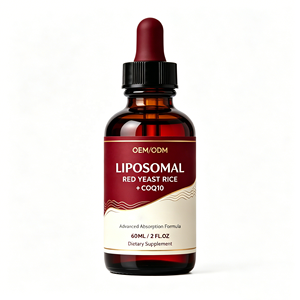 Gouttes liquides de <span class=keywords><strong>levure</strong></span> de riz rouge liposomale OEM avec CoQ10, stérols végétaux de citron bergamote et ail pour soutenir la fonction cardiovasculaire - Product Image 1