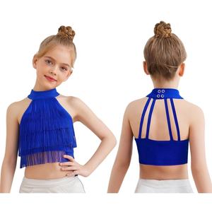 6-16 Kids Girls Salsa Latin Dance Costume <b>Fringe</b> Crop <b>Top</b> Vest Salsa Lyrical Competitions Recitals Ballroom Practice Wholesale - Product Image 2