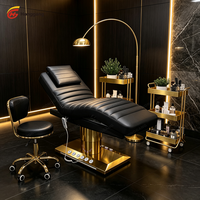 Table de massage électrique ergonomique professionnelle réglable en hauteur pour spa, avec LED, luxe moderne, pour hôtel et institut de beauté