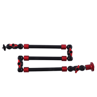 KALIOU Z054 Support à trois nœuds en alliage d'aluminium, bras magique universel multifonction avec vis 1/4 et rotule, noir+rouge