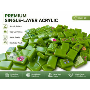 Tuiles de Mahjong Américaines en Acrylique Vert Jade Pop Art pour 4 Joueurs, Pieds en Bois Massif, Emballage Brillant à Couche Unique, Photos Réelles, Prêtes à l'emploi - Product Image 2