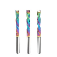 Fraise CNC à double dent, spirale gauche, coupe descendante, 6x25x50, revêtement nano coloré, outil de fraisage personnalisé OEM