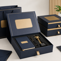 Boîte à tiroirs avec insert en mousse pour ensemble de cérémonie d'entreprise (trophée, stylo, carnet), avec emballage professionnel pour commande d'étiquettes de projet client