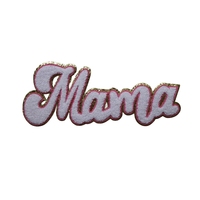 Patch brodé de haute qualité avec bordure dorée 'Mom' à coller au fer pour vêtements, cadeau pour la fête des mères, maman, chenille brodée en feutre
