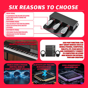 Piano Digital Profesional de Origen Francés con la Mejor Calificación, Teclado de Piano Eléctrico de 88 Teclas Contrapesadas, el Mejor Piano Digital <span class=keywords><strong>para</strong></span> <span class=keywords><strong>Principiantes</strong></span> - Product Image 4