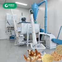 Ligne de production d'aliments pour animaux CE 5-7 T/H, robuste, avec broyeur, mélangeur, refroidisseur et ensacheuse