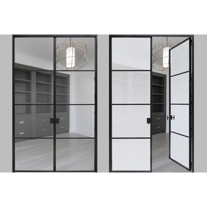Balançoire Crittall Cuisine Balcon Entrée Patio Français <span class=keywords><strong>Noir</strong></span> Métal Fer Acier Encadré Portes et fenêtres en verre battantes - Product Image 2