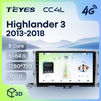TEYES CC4L pour Toyota Highlander 3 XU50 2013 - 2018 CarPlay Android Auto 2DIN Autoradio Radio multimédia stéréo