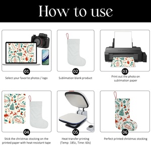 ถุงเท้าคริสต์มาสแบบซับลิเมชั่นสำหรับตกแต่งงานปาร์ตี้คริสต์มาสในวันหยุดสำหรับครอบครัว ผลิตจากผ้ากำมะหยี่คริสตัลแบบกำหนดเอง พร้อมขอบกำมะหยี่นุ่มพิเศษ - Product Image 6