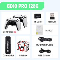 Console de jeu sans fil GD10 PRO 2,4 GHz avec deux manettes, prise en charge 64G/128G/256G, stick de jeu 4K, projecteur TV, manette de jeu