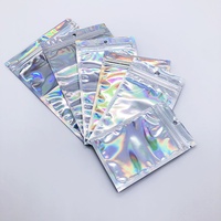 Sac en plastique refermable holographique personnalisé AG, imprimé, pour collations, biscuits, sac à fermeture éclair, qualité alimentaire, laser PE, jetable, sucettes, bonbons