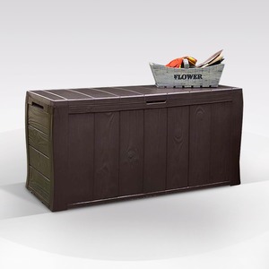 Coffre modèle SHERWOOD CM 116X45 H. 57 en résine effet bois marron - Product Image 1