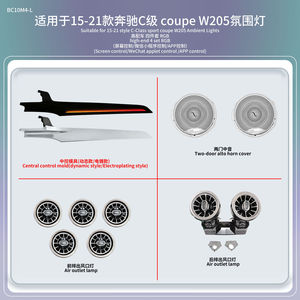 Kit complet d'éclairage d'ambiance LED W205, turbine lumineuse, couvercle de haut-parleur de porte de voiture pour Benz Classe C 2015-2021, lampe d'ambiance - Product Image 2