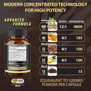Capsules d'Ashwagandha 5200mg Extra Fortes, 120 Comprimés, Extrait de Racine Biologique pour le Soulagement du Stress, l'Amélioration de l'Humeur et le Soutien Énergétique, Complément Alimentaire - Product Image 5