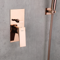 Robinet de Douche Mural Luxe Moderne en Laiton Poli Or Rose avec Mitigeur Monocommande et Cartouche Céramique