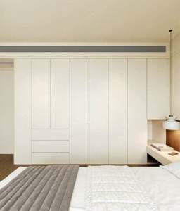 Creamy Style, Rounded Edges, Integrated Bedside <b>Cabinet</b> Design: Corner Wardrobe Area, Extra-large <b>Storage</b> - Product Image 1