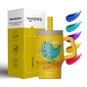 ヘアーズ 480ml 業務用 大容量 食品グレード 保温 キッズタンブラー ストローとハンドル付き BPAフリー - Product Image 1