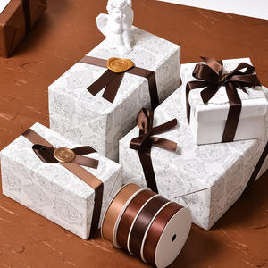 16MM 더블 페이스 새틴 리본 선물 포장 웨딩 장식 다크 다크 브라운 100 야드 롤 - Product Image 6