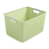 Panier de rangement en plastique, paniers en maille tissée avec poignées, bacs de rangement empilables pour la maison, la cuisine, la salle de bain, le bureau