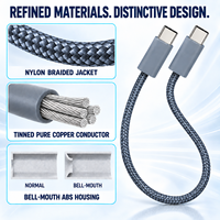 Câble de charge rapide USB C vers USB C personnalisable 60W avec connecteur ABS à embout en nylon tressé pour téléphones, tablettes, ordinateurs portables