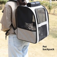 Sac à dos de transport pour animaux de compagnie en tissu Oxford, portable, respirant, grande capacité, design à enroulement, réduit le stress, pour petits chiens et chats jusqu'à 10 kg