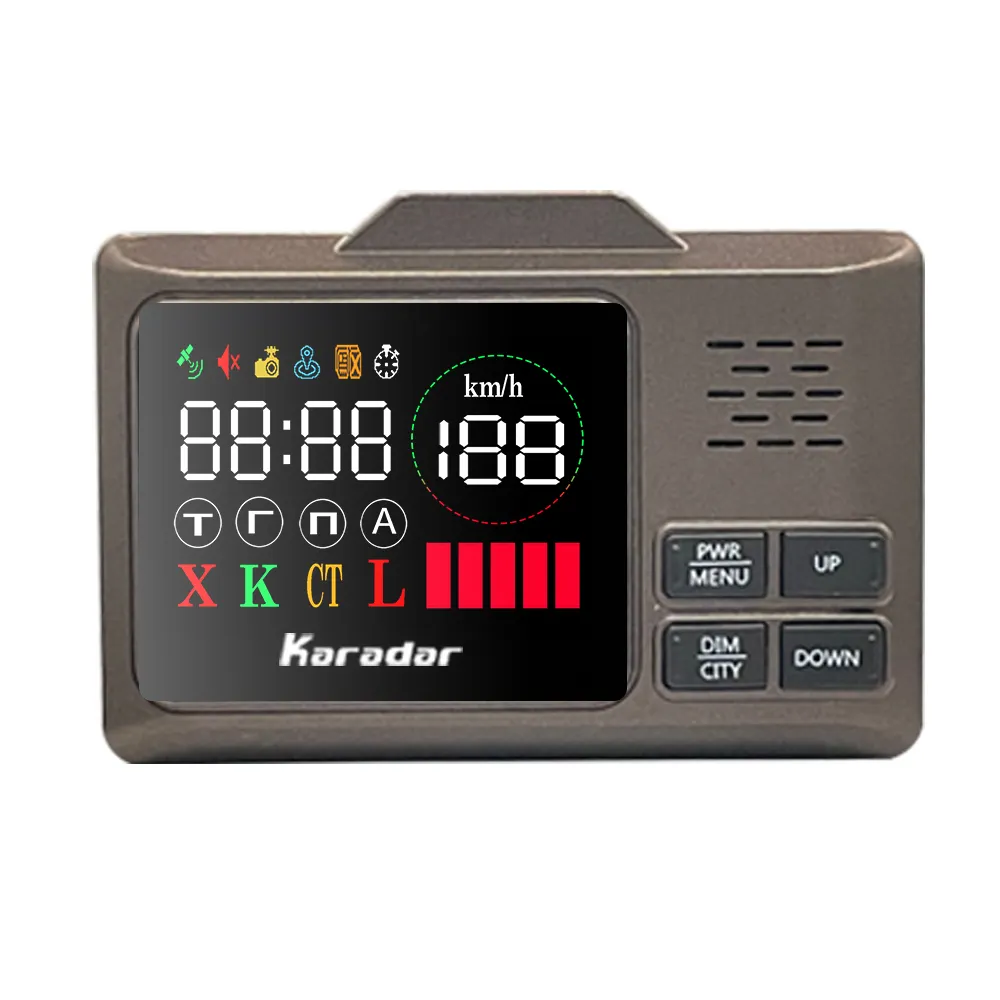 러시아어 음성 경고 한국 칩 Karadar 레이더 탐지기 pro980 gps GPS 및 모바일 속도 카메라 용 안티 레이더 탐지기 서명