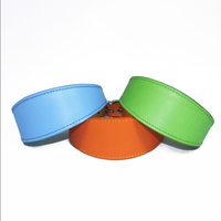Collier pour chien en cuir véritable, taille réglable, en vert avion, avec anse courte, pour chiot