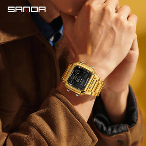 Reloj SANDA 2172 Original para Hombre, Resistente al Agua, Luminoso con LED, Fecha, Alarma, Cronógrafo, Correa Dorada, Reloj Digital para Hombre - Product Image 6
