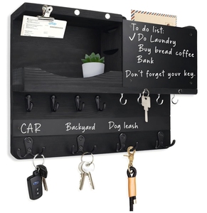 <span class=keywords><strong>Porte</strong></span>-clés carré classique en bois pour étagère murale, organisateur de <span class=keywords><strong>courrier</strong></span> et support pour laisse de chien, décoratif pour le salon - Product Image 2