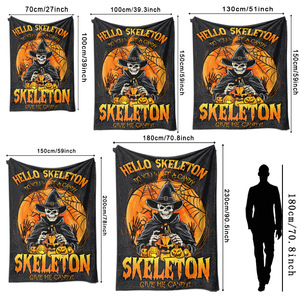 Couverture en flanelle à motifs d'Halloween, couverture de sieste, décoration d'automne, motif Trick or Treat, super douce et confortable pour la chaleur hivernale - Product Image 6
