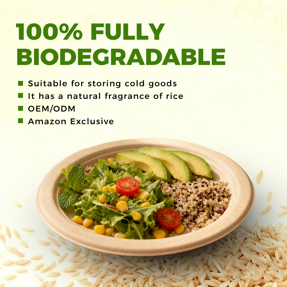 Oil Proof Rice Husk Container Biodegradable Corn Starch Food Container ...