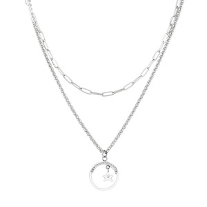 Star Pendant <b>Titanium</b> Steel Necklace Double Layered Chain Women Men Fashion Jewelry Trendy Gift Accessory - Product Image 5