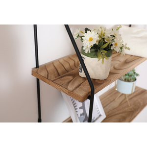 Floating Shelf With Metal Brackets Rustic Wood Wall Mounted <b>Storage</b> Decorative Display <b>For</b> Trophy And Plants - Product Image 5