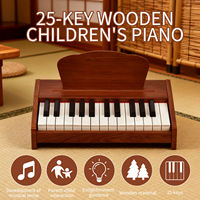 Piano numérique droit en bois massif pour enfants, clavier miniature avec mécanisme à marteaux, 25 touches et étui, cadeau pour bébé