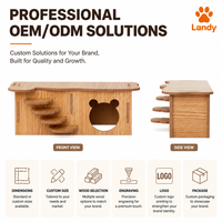 Maison en bois verticale pour hamster à 2 étages, villa pour animaux de compagnie avec échelle en forme de nuage et base imperméable pour l'aménagement de cage