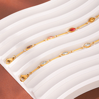 Bracelet chaîne en zircon incrusté de diamants, plaqué or 18 carats, en acier titane, bijoux de luxe légers et haut de gamme pour femmes